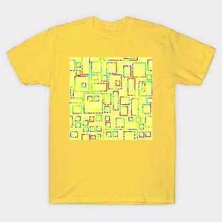 Rainbow Blocks on Yellow T-Shirt